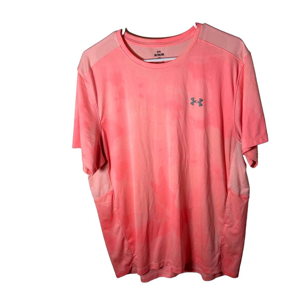 Under Armour T-Shirt Men's XL Pink Tie Dye Mesh Fitted Short Sleeve Athletic